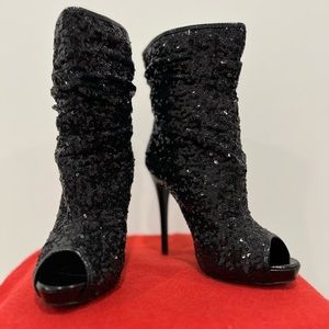 Black Platform high heel Sequence Boots.
